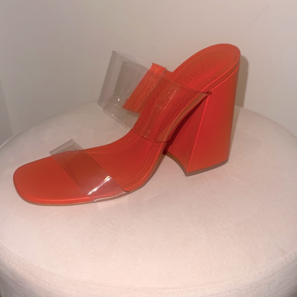 Schutz Transparent Victorie High block Size 9 Color- Orange